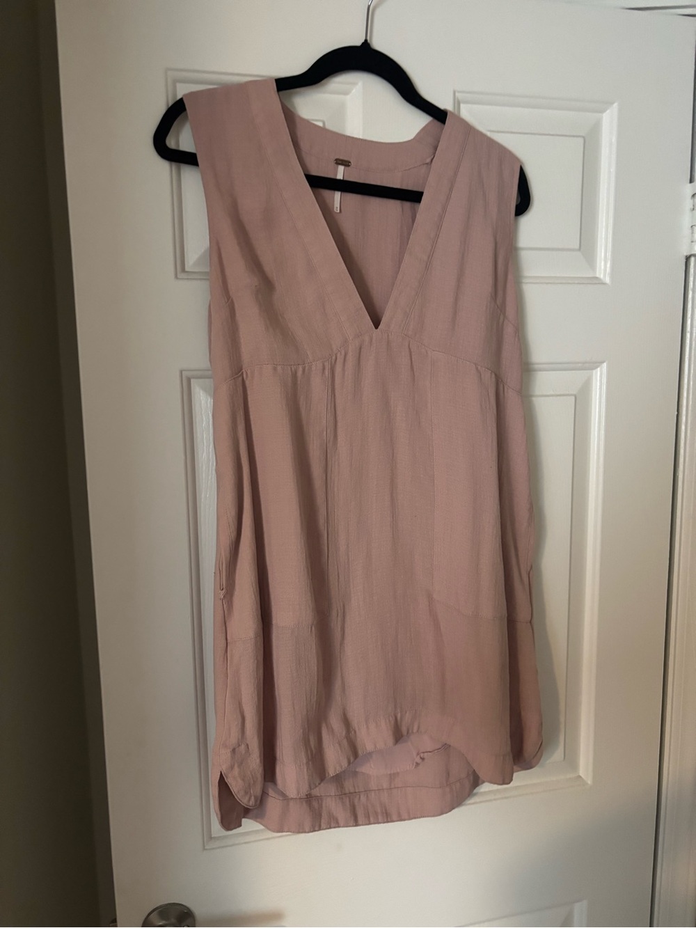 Free People Blush Pink Sleeveless V-Neck Tunic Dress